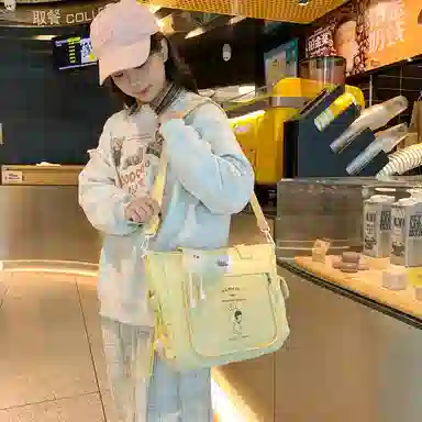 单肩包 可爱透明斜挎包包女学生手提包大容量卡通单肩托特包