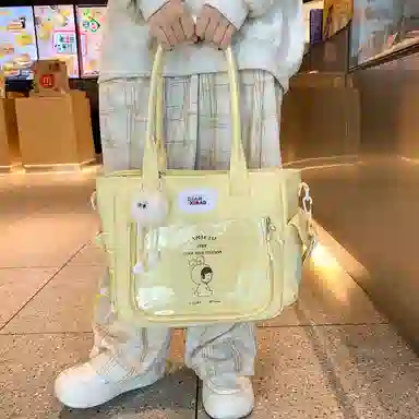 单肩包 可爱透明斜挎包包女学生手提包大容量卡通单肩托特包