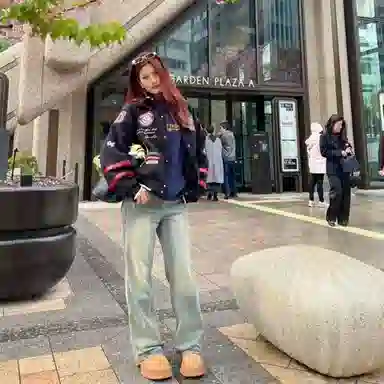 悍戈 美式街头风趣味徽章拼接刺绣棒球服 舒适亲肤保暖透气百搭夹克 男女同款