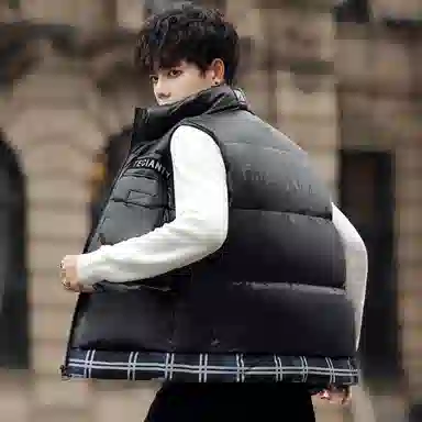 鸭鸭 宽松舒适立领无袖马甲 男款 藏青色