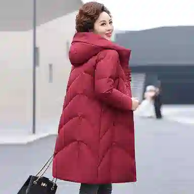 鸭鸭 中长款连帽保暖羽绒服 女款