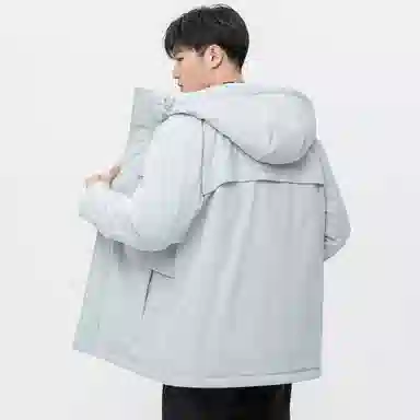 鸭鸭 简约舒适保暖连帽中长款工装口袋羽绒服 男款
