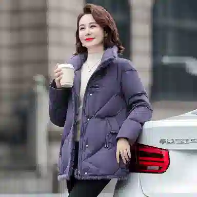 鸭鸭 纯色立领保暖宽松外套羽绒服 女款