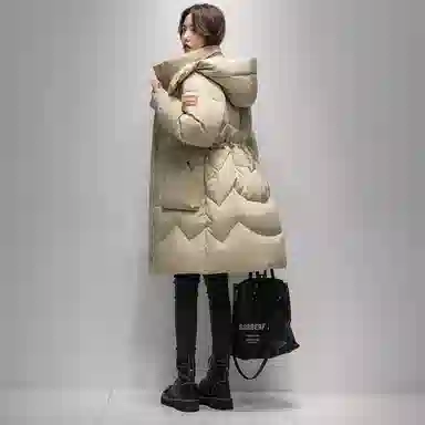 鸭鸭 加厚中长款抗寒保暖连帽羽绒服 女款