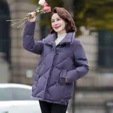 鸭鸭 纯色立领保暖宽松外套羽绒服 女款
