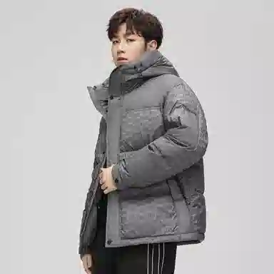 鸭鸭 撞色拼接休闲连帽长袖厚款保暖小个子面包服情侣外穿百搭羽绒服 女款