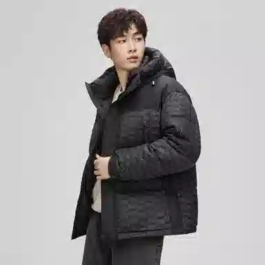 鸭鸭 撞色拼接休闲连帽长袖厚款保暖小个子面包服情侣外穿百搭羽绒服 女款