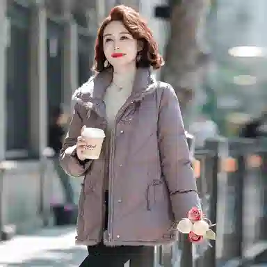 鸭鸭 纯色立领保暖宽松外套羽绒服 女款