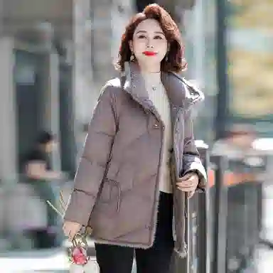 鸭鸭 纯色立领保暖宽松外套羽绒服 女款