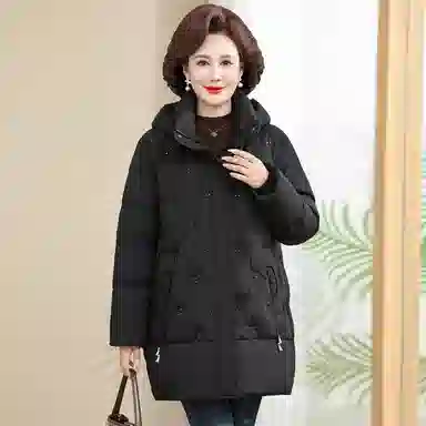 鸭鸭 冬季防寒经典连帽保暖时尚中老年妈妈装羽绒服 女款