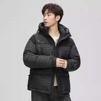 鸭鸭 撞色拼接休闲连帽长袖厚款保暖小个子面包服情侣外穿百搭羽绒服 女款