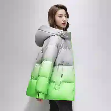 鸭鸭 宽松拉链连帽厚款保暖中长款羽绒服 女款