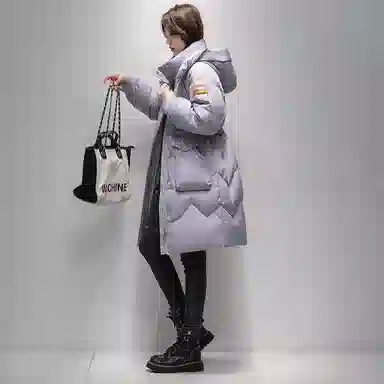 鸭鸭 加厚中长款抗寒保暖连帽羽绒服 女款