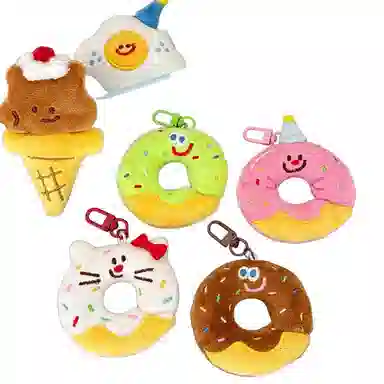 LEVENKENESS Cute Dessert Plush Keychain
