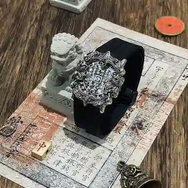 戴时光 崆峒太岁山鬼花钱 磁吸扣 硅胶 合金 手环 男女同款情侣款