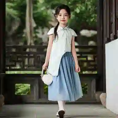 儿童款 【新中式国风】英氏 不规则下摆旗袍网纱半身裙汉服裙装套装