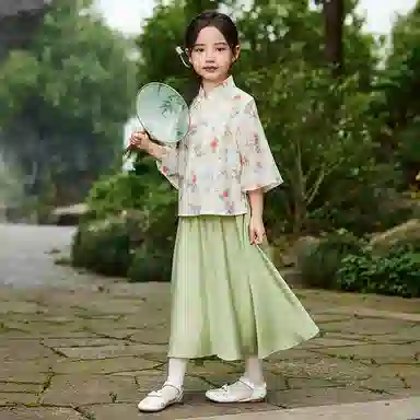 【优雅国风】英氏 七分袖斜襟汉服裙新中式儿童连衣裙 儿童款