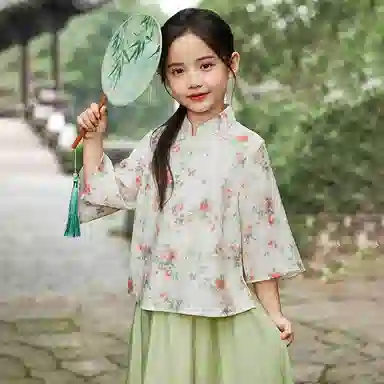 【优雅国风】英氏 七分袖斜襟汉服裙新中式儿童连衣裙 儿童款