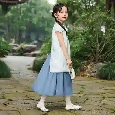 儿童款 【新中式国风】英氏 不规则下摆旗袍网纱半身裙汉服裙装套装