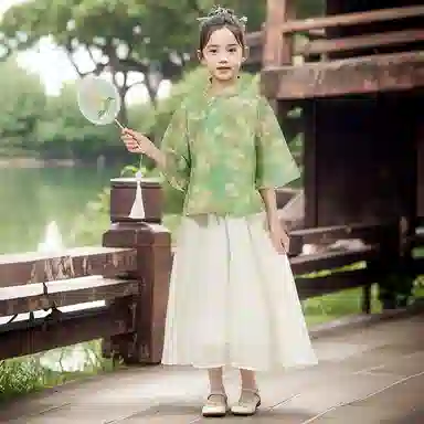 【优雅国风】英氏 七分袖斜襟汉服裙新中式儿童连衣裙 儿童款