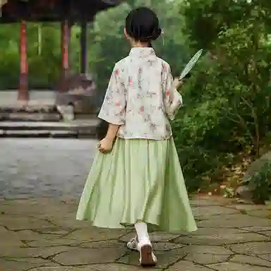 【优雅国风】英氏 七分袖斜襟汉服裙新中式儿童连衣裙 儿童款