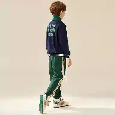 【卫衣两件套】英氏 童装 半开领袋鼠袋卫衣织带卫裤中大童中小学生休闲运动套装 春秋款 男童