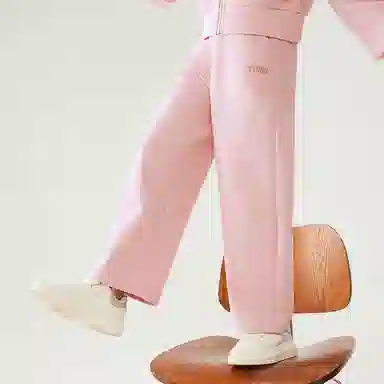 【5A抑菌】英氏 学院风纯色基础款宽松阔腿香蕉裤型卫裤中大童网眼透气针织运动裤 夏季 儿童款