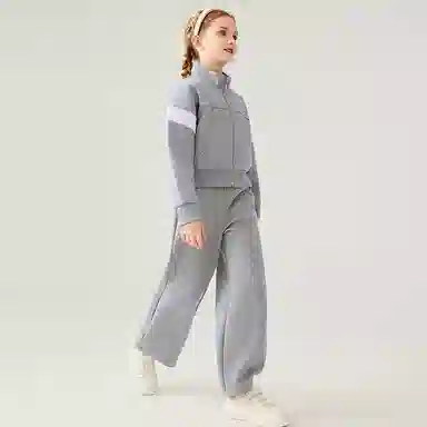 【5A抑菌】英氏 学院风纯色基础款宽松阔腿香蕉裤型卫裤中大童网眼透气针织运动裤 夏季 儿童款