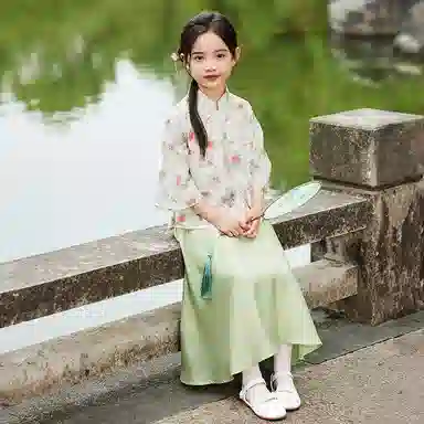 【优雅国风】英氏 七分袖斜襟汉服裙新中式儿童连衣裙 儿童款