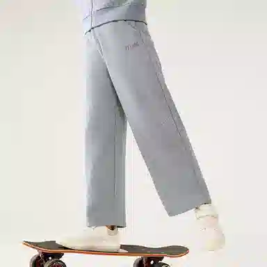 【5A抑菌】英氏 学院风纯色基础款宽松阔腿香蕉裤型卫裤中大童网眼透气针织运动裤 夏季 儿童款