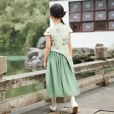 儿童款 【新中式国风】英氏 不规则下摆旗袍网纱半身裙汉服裙装套装