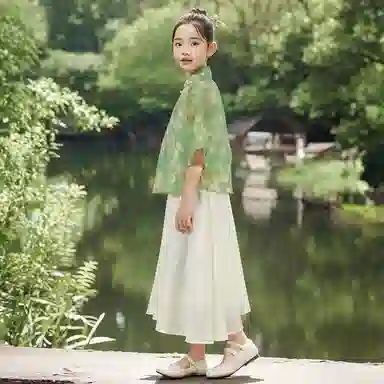 【优雅国风】英氏 七分袖斜襟汉服裙新中式儿童连衣裙 儿童款