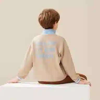 【卫衣两件套】英氏 童装 半开领袋鼠袋卫衣织带卫裤中大童中小学生休闲运动套装 春秋款 男童