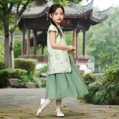 儿童款 【新中式国风】英氏 不规则下摆旗袍网纱半身裙汉服裙装套装