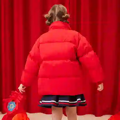 【90%绒】英氏 童装 立领加厚保暖防风蝴蝶结拜年服羽绒服 冬季 女童