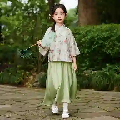 【优雅国风】英氏 七分袖斜襟汉服裙新中式儿童连衣裙 儿童款