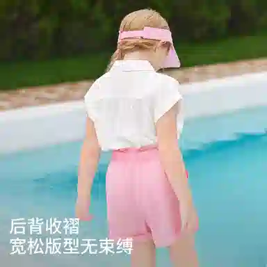 儿童款 【冰凉触感】英氏 天丝苎麻翻领衬衫短裤天然面料淑女风休闲运动套装