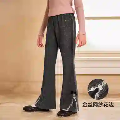 青少年 英氏针织运动裤 舒适亲肤复古洋气雪尼尔微喇
