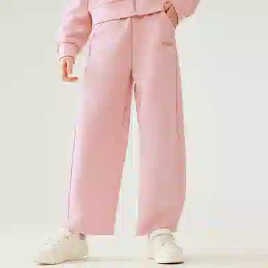 【5A抑菌】英氏 学院风纯色基础款宽松阔腿香蕉裤型卫裤中大童网眼透气针织运动裤 夏季 儿童款