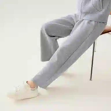 【5A抑菌】英氏 学院风纯色基础款宽松阔腿香蕉裤型卫裤中大童网眼透气针织运动裤 夏季 儿童款