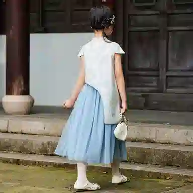 儿童款 【新中式国风】英氏 不规则下摆旗袍网纱半身裙汉服裙装套装