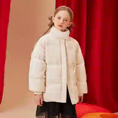 【90%绒】英氏 童装 立领加厚保暖防风蝴蝶结拜年服羽绒服 冬季 女童