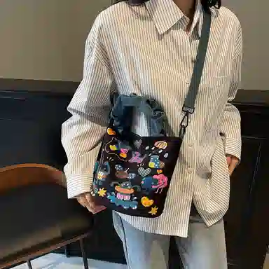 捷朗仕 休闲百搭卡通狗狗 布 手提包 女款 多色