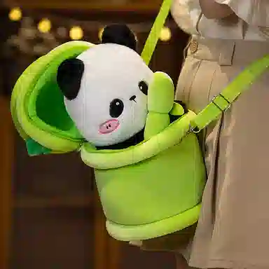 卡威 竹筒熊猫 抱竹抱枕 玩偶 毛绒公仔