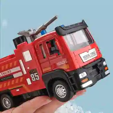卡威 合金消防车 仿真可喷水灭火洒水消防员玩具车 云梯车 成品模型