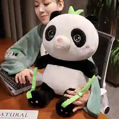 卡威 熊猫抱竹 卷毯毛毯午休盖毯 玩偶 毛绒公仔
