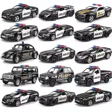 卡威 玩具警车 合金小汽车回力玩具车 警察车越野车 成品模型