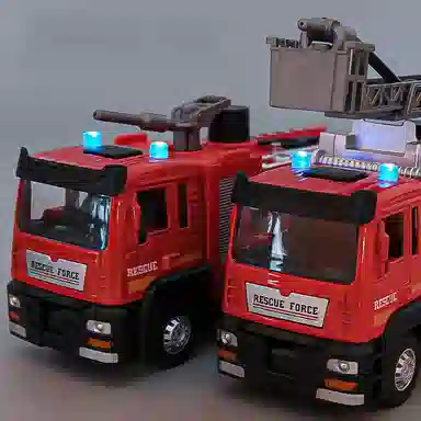 卡威 合金消防车 仿真可喷水灭火洒水消防员玩具车 云梯车 成品模型
