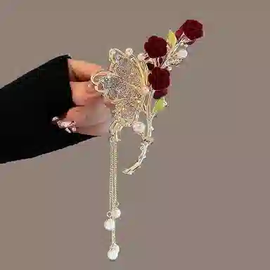 Jianluo Rose Butterfly Hair Clip