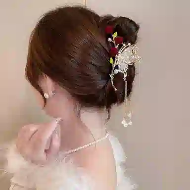 Jianluo Rose Butterfly Hair Clip